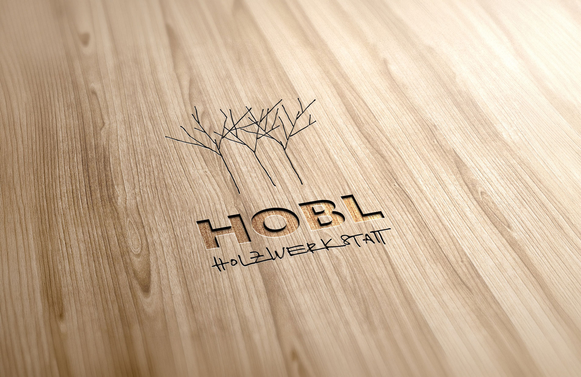 HOBL wood engraved logo and brand application